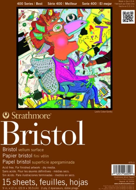 Strathmore Bristol 400 2 Ply Vellum 11 x 14 Tape Bound 15 Sheets